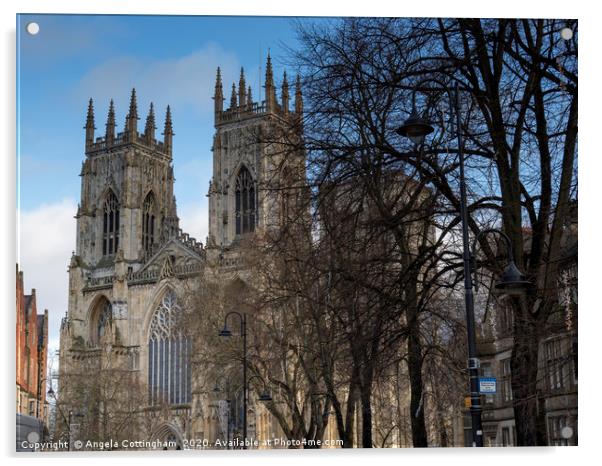 Towers of York Minster Acrylic by Angela Cottingham