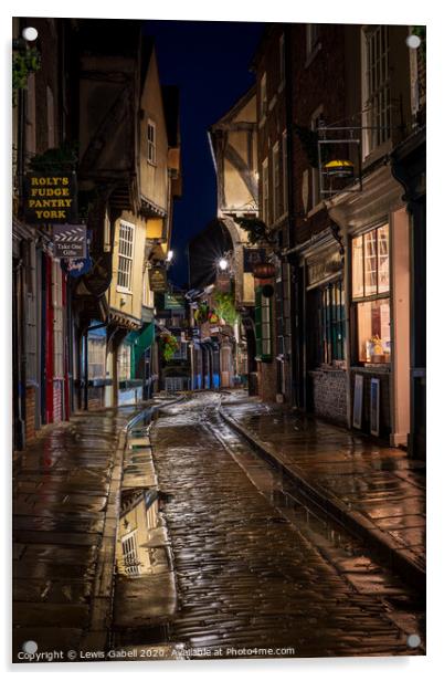 The Shambles, York - Nighttime Reflections on the Historic Roman Street Acrylic by Lewis Gabell