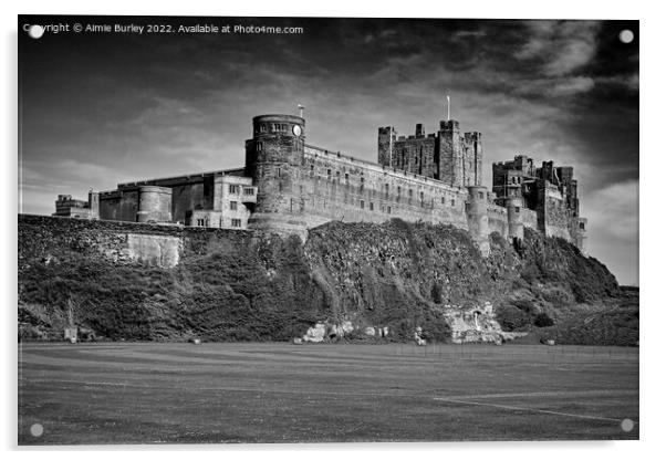 Bamburgh in black and white Acrylic by Aimie Burley