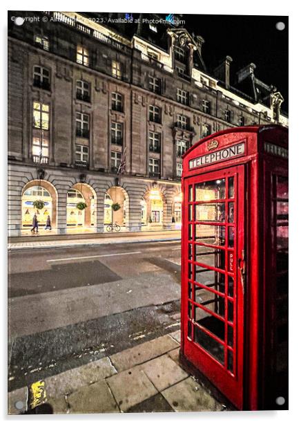 Iconic Red Phone Box at The Ritz Acrylic by Aimie Burley