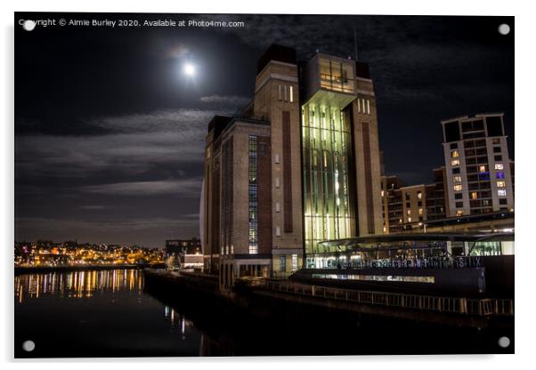 Baltic on Gateshead Quayside under the moonlight  Acrylic by Aimie Burley