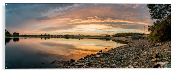 Hollingworth lake Panoramic sunset Acrylic by Alexander Brown