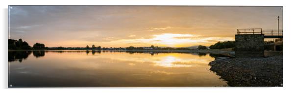 Hollingworth lake sunset pano Acrylic by Alexander Brown
