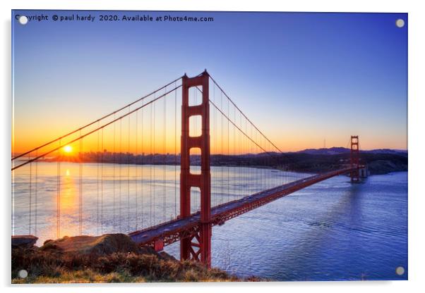 Sunrise over the golden gate bridge San Francisco  Acrylic by conceptual images