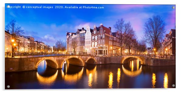 Keizersgracht Canal at dusk, Amsterdam Netherlands Acrylic by conceptual images