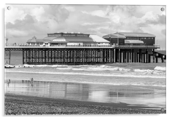 Cromer beach and pier in black and white Acrylic by Chris Yaxley
