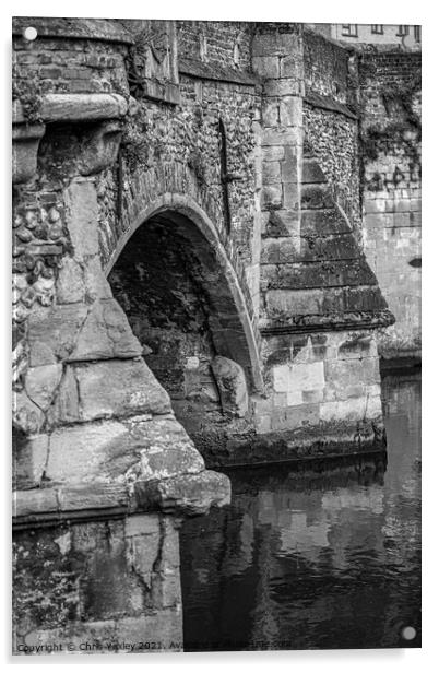 The historic Bishops Bridge, Norwich Acrylic by Chris Yaxley