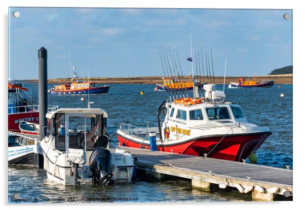 Fishing boats in Wells estuary, Norfolk Acrylic by Chris Yaxley