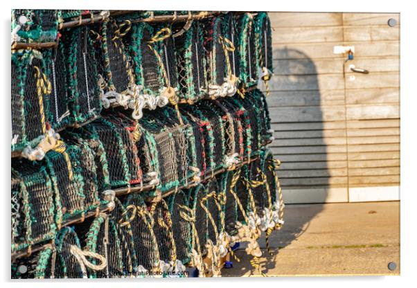 Crab pots and lobster traps on Well-Next-The-Sea quay Acrylic by Chris Yaxley