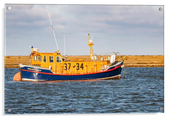 The Port of Wells RNLI lifeboat, Norfolk Acrylic by Chris Yaxley