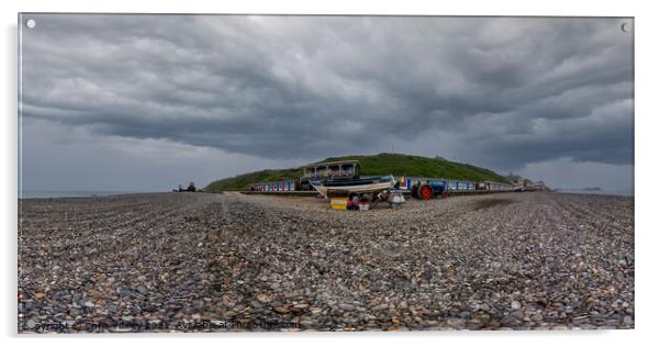 360 panorama of fish boat on Cromer beach, Norfolk Acrylic by Chris Yaxley