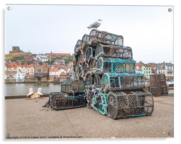 Fishing pots in Whitby Harbour Acrylic by Chris Yaxley