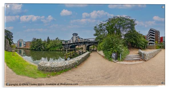 360 panorama of Carrow Road Bridge in Norwich, Norfolk Acrylic by Chris Yaxley
