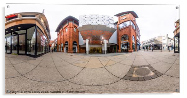  360 panorama captured outside the Castle Quarter in the city of Norwich Acrylic by Chris Yaxley