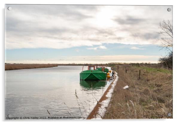 Metal workboats on the Bure, Acle Acrylic by Chris Yaxley