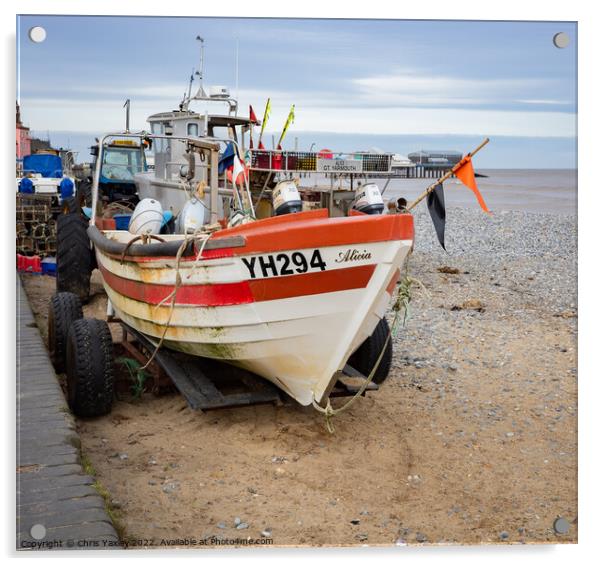 Fishing boat on Cromer Beach, North Norfolk Coast Acrylic by Chris Yaxley