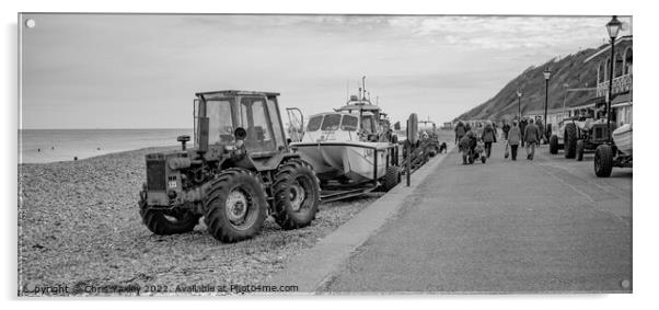 Black and white photo of Cromer Promenade, North Norfolk Coast Acrylic by Chris Yaxley