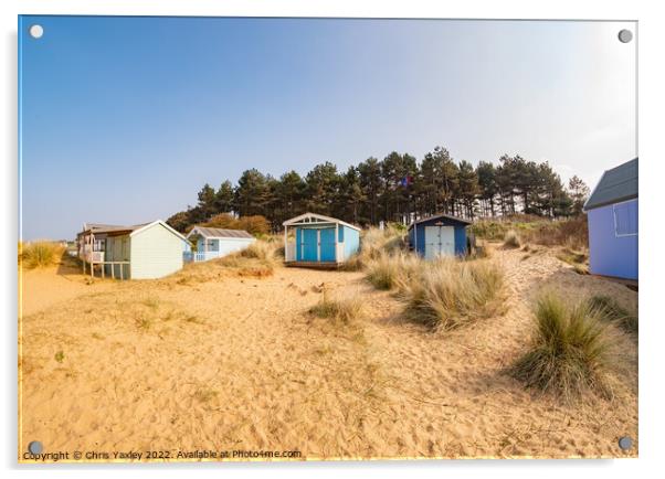 Ultra wide shot of Hunstanton beach huts Acrylic by Chris Yaxley