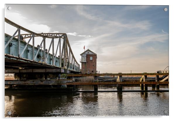 Reedham Swing Bridge over the River Yare Acrylic by Chris Yaxley