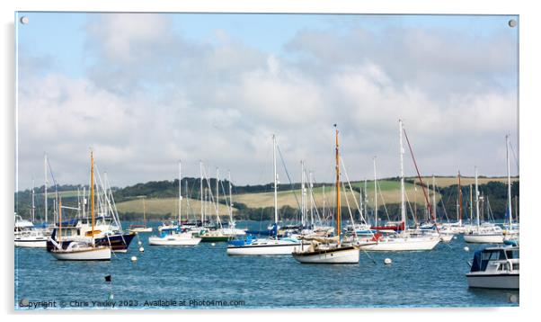 Cornish sailboats in the Camel Estuary Acrylic by Chris Yaxley