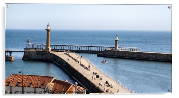 The Piers in Whitby harbour Acrylic by Chris Yaxley