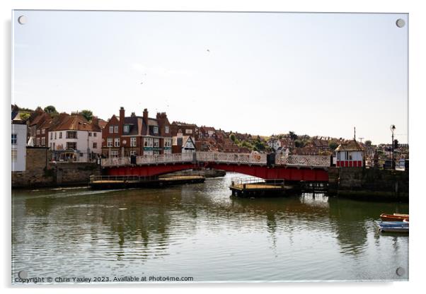 Swing bridge over the river in Whitby Harbour Acrylic by Chris Yaxley