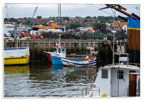 Fishing boats in Whitby harbour Acrylic by Chris Yaxley
