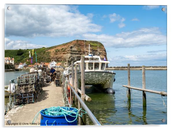 Fishing boat in Staithes harbour Acrylic by Chris Yaxley