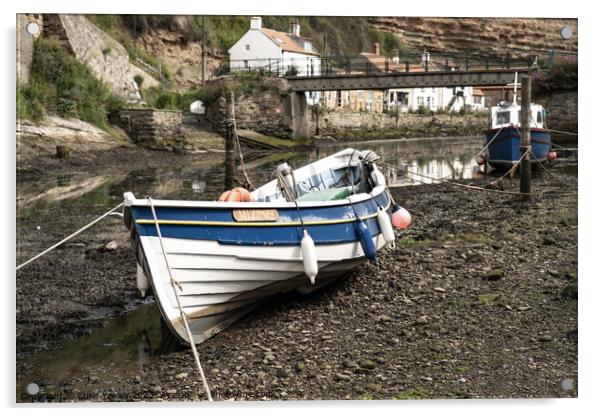 Fishing boat in the seaside village of Staithes Acrylic by Chris Yaxley