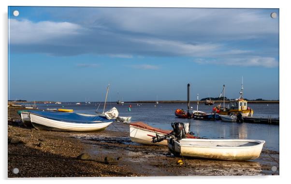 Boats beached in Wells-next-the-sea Harbour Acrylic by Chris Yaxley