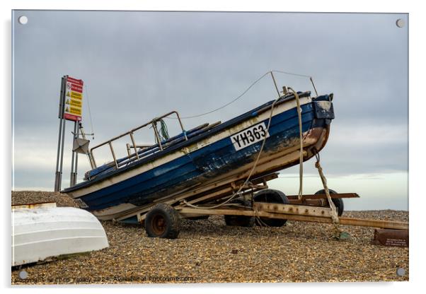 Fishing boat on Weybourne beach, North Norfolk Acrylic by Chris Yaxley
