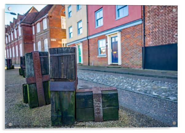 Wooden statues along Quayside, Norwich Acrylic by Chris Yaxley