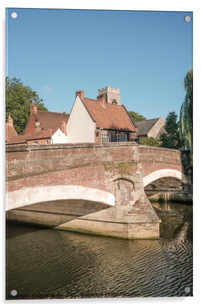 Fye Bridge River Wensum crossing, Norwich Acrylic by Chris Yaxley