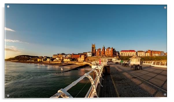 Fisheye view of the town of Cromer at sunrise Acrylic by Chris Yaxley
