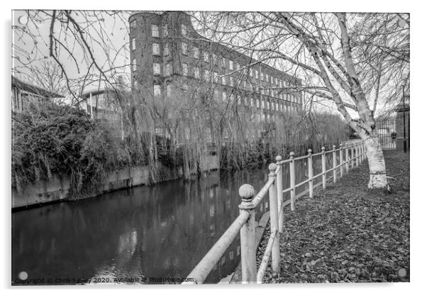 Riverside walk, Norwich bw Acrylic by Chris Yaxley