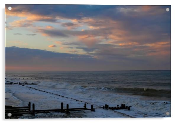 North Norfolk coast sunset Acrylic by Chris Yaxley