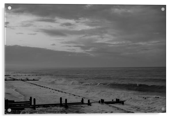 The tide rolls in on Cart Gap Beach Acrylic by Chris Yaxley