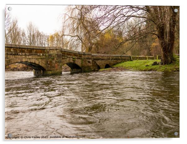 Stone bridge over the River Wye, Bakewell Acrylic by Chris Yaxley