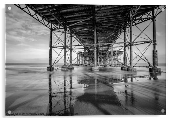 Beneath the boardwalk of Cromer pier Acrylic by Chris Yaxley