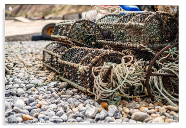 Crab pots and lobster traps, North Norfolk coast Acrylic by Chris Yaxley