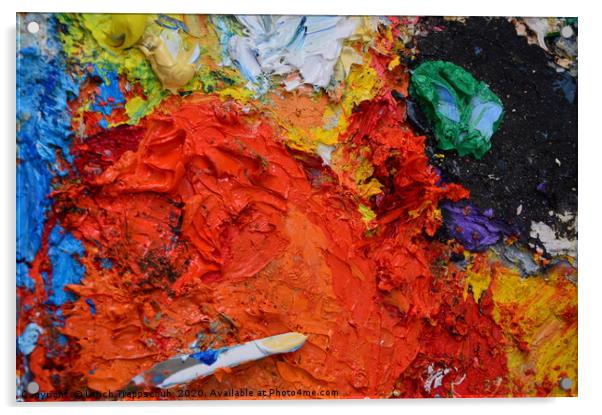 Closeup on a painter's palette Acrylic by Ulrich Trappschuh