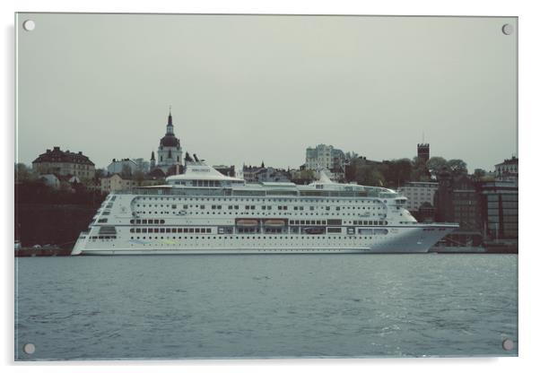 Сruise ship parked in the port of Stockholm Acrylic by Vladimir Rey