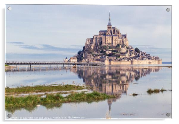 Le Mont Saint-Michel in the bay Acrylic by Laurent Renault