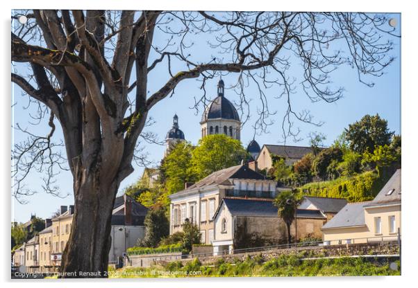 Segré village, and his church Sainte-Madeleine. Photography tak Acrylic by Laurent Renault