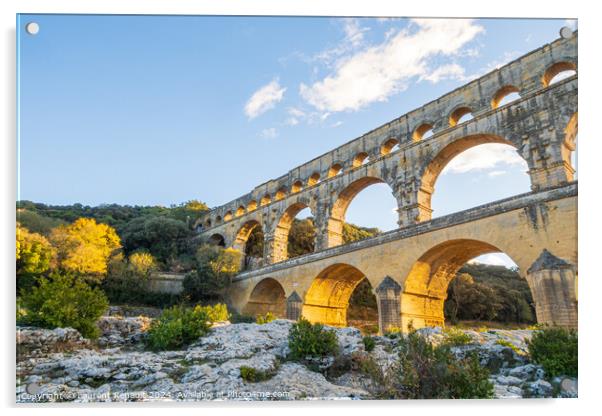 Famous Pont du Gard, at setting sun. Photography taken in Proven Acrylic by Laurent Renault
