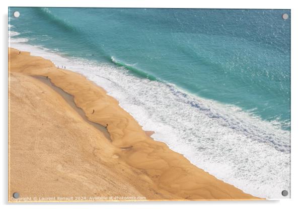 Nazaré beach showing beach and ocean in Nazaré, Portugal Acrylic by Laurent Renault