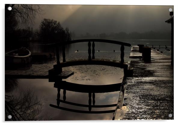 Moody Llangorse Lake, Brecon Beacons Acrylic by Tracey Leonard