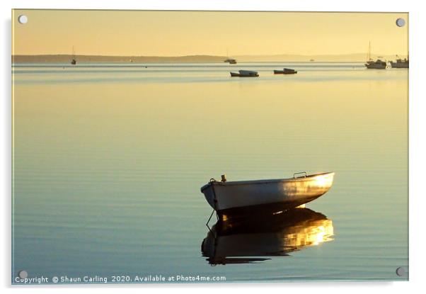Moored Dinghy At Sunrise Acrylic by Shaun Carling