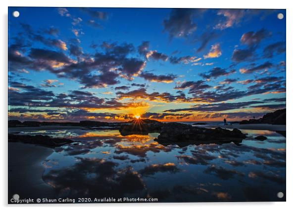 Snapper Rocks Sunrise Acrylic by Shaun Carling