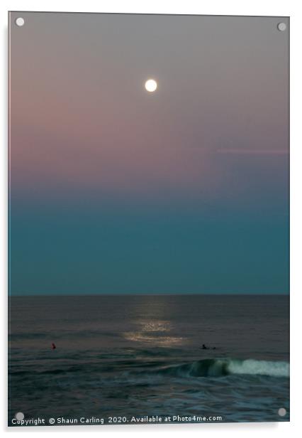 Surfing By Moonlight Acrylic by Shaun Carling